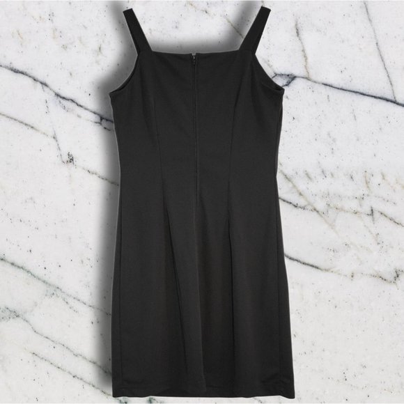 Square Neck Little Black Dress  Y2k 90's Grunge sz 5/6 - Picture 2 of 6